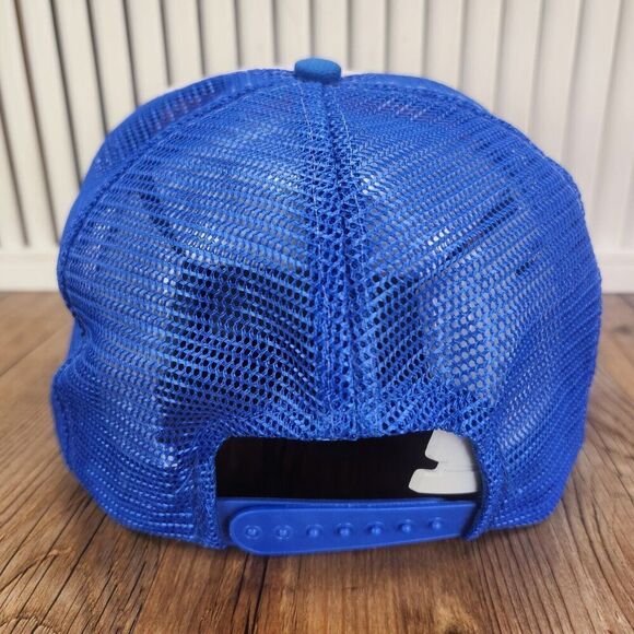 VTG 1989 Cody Fire School Snapback Trucker Hat Cap Blue White Rope Mesh Wyoming - Picture 5 of 11